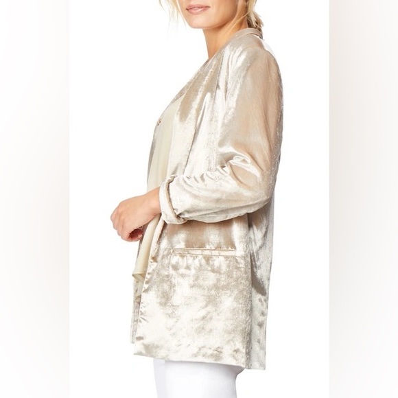 HABITUAL Champagne Natural Beige BlazerVelvet 3/4 Sleeve Jacket New NWT - Picture 7 of 13